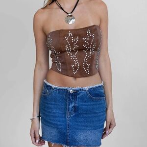 Brown Studded Tube Top